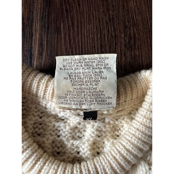 Vintage Connemara Fisherman Cable Knit Wool Sweater Crewneck Men Irish Chunky XL - Picture 6 of 7